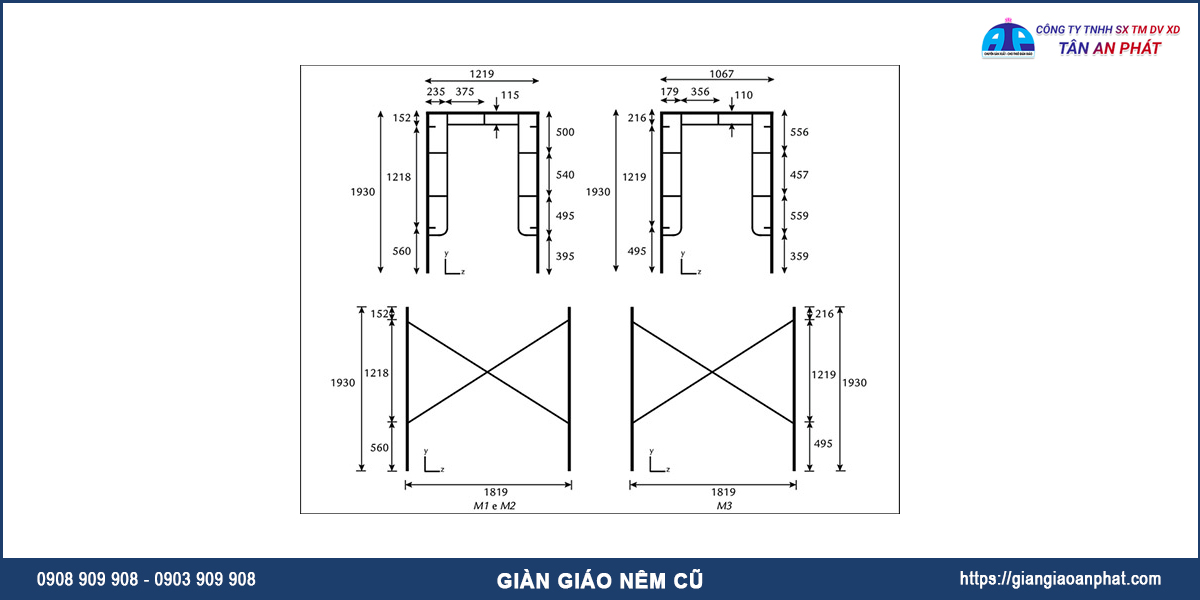 Kích thước giàn giáo nêm cũ